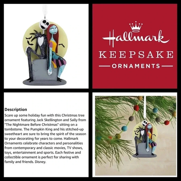 HALLMARK CHRISTMAS ORNAMENT JACK SKELLINGTON AND SALLY NWT - Picture 5 of 9